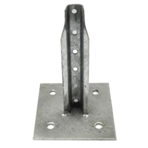 Pied de balise de 12po en U type 3, avec base de 7'' x 7'' , galvanisé, 4 trous