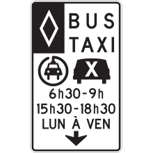 Voie réservée aux bus, taxi, covoiturage et véhicule électrique avec heures(2),