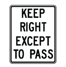 KEEP RIGHT EXCEPT TO PASS
