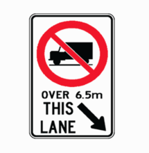 LANE USE RESTRICTION - Trucks, Length, Ground-mount