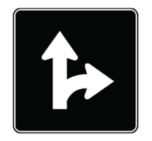 STRAIGHT THROUGH OR RIGHT TURN ONLY