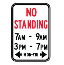 NO STANDING with times and days