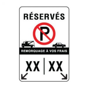Défense de stationner, espaces réservés