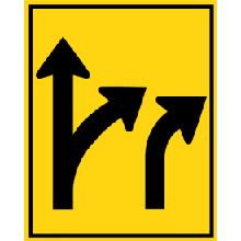 RIGHT LANE EXITS, NEXT LANE EXIT OR THROUGH