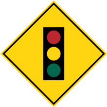 PREPARE TO STOP AT TRAFFIC SIGNALS AHEAD (With Amber Flashers)
