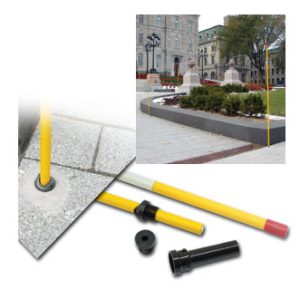 Balise de bordure R-6 JAUNE incluant acc. (réceptacle, connecteur et bouchon)