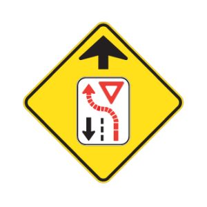 Signal avancé de cédez le passage à la circulation inverse