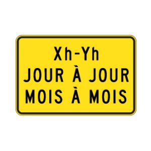 Panonceau Durée de la période de limite de vitesse - Heures, jours, mois