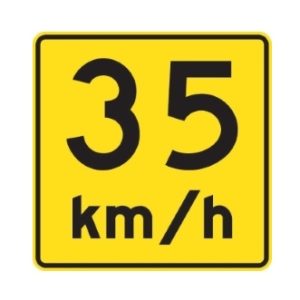 Panonceau vitesse recommandée  35 km/h