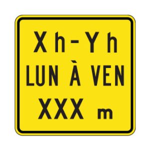 Panonceau Signal avancé de voie réservées: hres, jours, distance