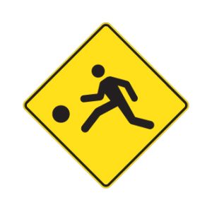 Signal avancé d'un terrain de jeu ou de passage près