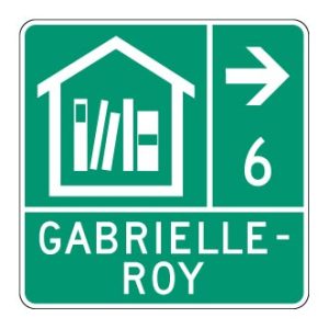 Panneaux d'équipemens spécifiques - direction et distance (deux lignes)