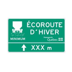 Écoroute d'hiver, flèche tt droit et distance