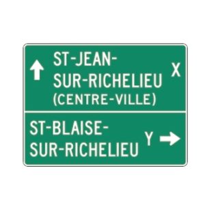 Direction de municipalités 2 destinations et distances avec centre-ville (sur en