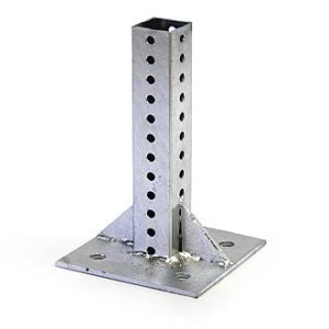 Pied de balise de 12"  ( pour poteau carré 2"), 4 trous Galvanisé