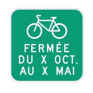 Période de fermeture de la piste cyclable