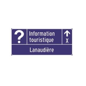 Poste d'information touristique régional avec flèche et distance