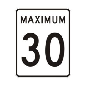 Limite de vitesse: maximum 30