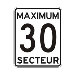Limite de vitesse: maximum 30 dans un secteur