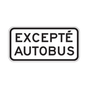 Panonceau Excepté autobus