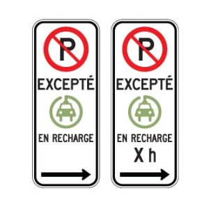 Espace de stationnement réservé aux véhicules électriques en recharge