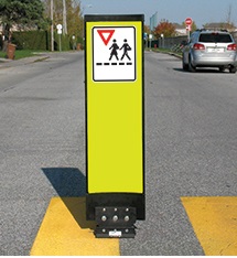 Balise PED-ZONE pour traverse piétonnière Jaune-Vert