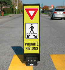 Balise PED-ZONE pour traverse piétonnière Jaune-Vert