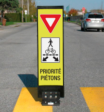 Balise PED-ZONE pour traverse piétonnière Jaune-Vert