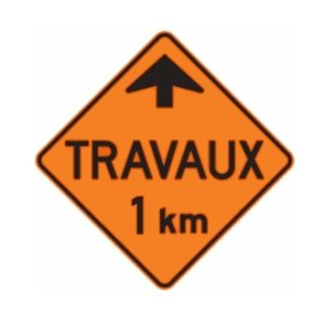 Distance à parcourir avant d'atteindre l'aire de travail - 1 Km