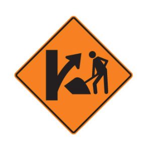 Présence de travailleurs dans une bretelle de sortie à droite