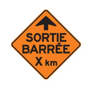 Signal avancé de sortie barrée : X km