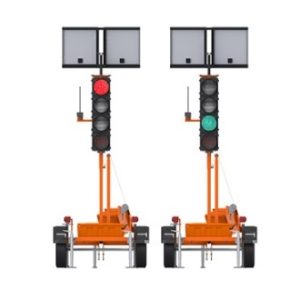 Ensemble de feux deux de chantier sur chariot (communication radio)